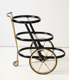 Cesare Lacca 1950s Italian Cesare Lacca Ebonised Mahogany And Brass 3 Tier Bar Cart - 3752818