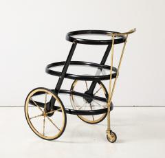 Cesare Lacca 1950s Italian Cesare Lacca Ebonised Mahogany And Brass 3 Tier Bar Cart - 3752821