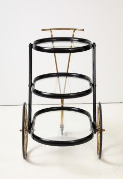 Cesare Lacca 1950s Italian Cesare Lacca Ebonised Mahogany And Brass 3 Tier Bar Cart - 3752822