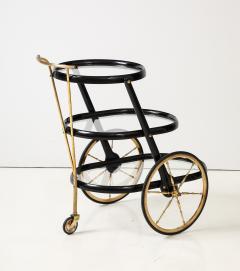 Cesare Lacca 1950s Italian Cesare Lacca Ebonised Mahogany And Brass 3 Tier Bar Cart - 3752823