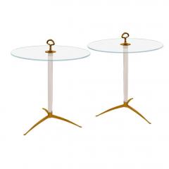 Cesare Lacca Cesare Lacca Attributed Fluted Murano Glass and Brass Side Tables - 4222960