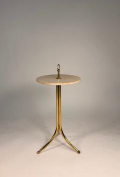 Cesare Lacca Cesare Lacca Italian 1950s Brass and Travertine Side Table - 4375274