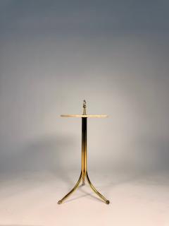 Cesare Lacca Cesare Lacca Italian 1950s Brass and Travertine Side Table - 4375275