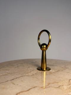 Cesare Lacca Cesare Lacca Italian 1950s Brass and Travertine Side Table - 4375280