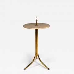 Cesare Lacca Cesare Lacca Italian 1950s Brass and Travertine Side Table - 4379220