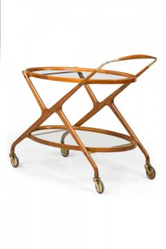 Cesare Lacca Cesare Lacca Italian Mid Century Oval Teak and Brass Serving Trolley - 4655448
