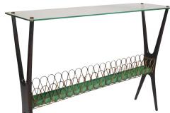 Cesare Lacca Cesare Lacca Midcentury Italian Modern Glass and Walnut Console Table - 1761726