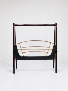 Cesare Lacca Cesare Lacca Midcentury Magazine Rack Mahogany Brass Italy 1950s - 4066402