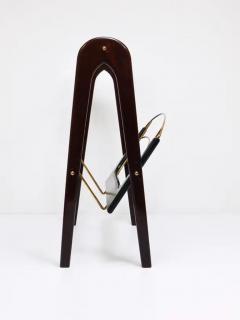 Cesare Lacca Cesare Lacca Midcentury Magazine Rack Mahogany Brass Italy 1950s - 4066487