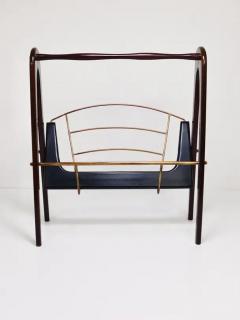 Cesare Lacca Cesare Lacca Midcentury Magazine Rack Mahogany Brass Italy 1950s - 4066523