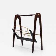 Cesare Lacca Cesare Lacca Midcentury Magazine Rack Mahogany Brass Italy 1950s - 4069488