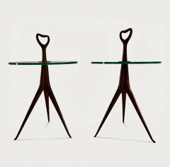Cesare Lacca Cesare Lacca Pair of Tripod Side Tables with Glass top circa 1950 - 4612794