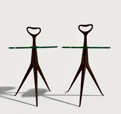 Cesare Lacca Cesare Lacca Pair of Tripod Side Tables with Glass top circa 1950 - 4612796