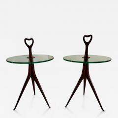 Cesare Lacca Cesare Lacca Pair of Tripod Side Tables with Glass top circa 1950 - 4614517