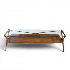 Cesare Lacca Cesare Lacca Style Mid Century Italian Walnut and Brass Coffee Table - 4576620