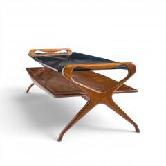 Cesare Lacca Cesare Lacca Style Mid Century Italian Walnut and Brass Coffee Table - 4576622
