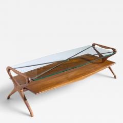 Cesare Lacca Cesare Lacca Style Mid Century Italian Walnut and Brass Coffee Table - 4578569
