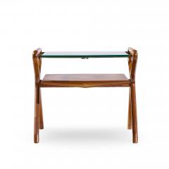 Cesare Lacca Cesare Lacca Style Mid Century Italian Walnut and Brass Side Tables Pair - 4502518