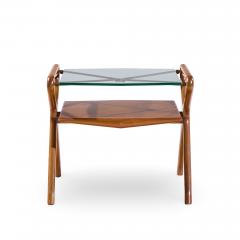 Cesare Lacca Cesare Lacca Style Mid Century Italian Walnut and Brass Side Tables Pair - 4502520