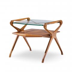 Cesare Lacca Cesare Lacca Style Mid Century Italian Walnut and Brass Side Tables Pair - 4502521