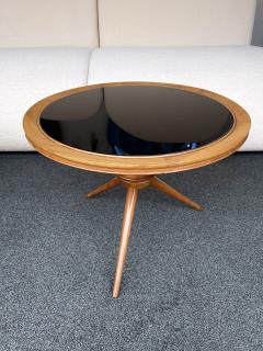 Cesare Lacca Italian Mid Century Wood and Opaline Glass Coffee Table Italy 1950s - 2299291
