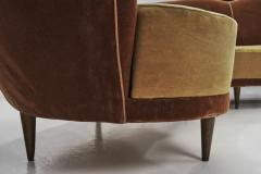 Cesare Lacca Large Curved Sofa with Tapered Wooden Legs by Cesare Lacca Italy 1950s - 3006962