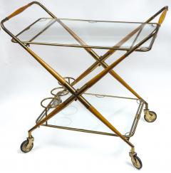 Cesare Lacca Mid Century Italian Folding Brass Bar Cart By Cesare Lacca - 3491052