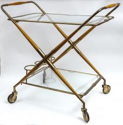 Cesare Lacca Mid Century Italian Folding Brass Bar Cart By Cesare Lacca - 3491054