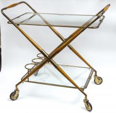 Cesare Lacca Mid Century Italian Folding Brass Bar Cart By Cesare Lacca - 3491063