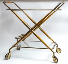 Cesare Lacca Mid Century Italian Folding Brass Bar Cart By Cesare Lacca - 3491071