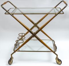 Cesare Lacca Mid Century Italian Folding Brass Bar Cart By Cesare Lacca - 3491076