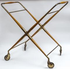 Cesare Lacca Mid Century Italian Folding Brass Bar Cart By Cesare Lacca - 3491127