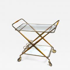 Cesare Lacca Mid Century Italian Folding Brass Bar Cart By Cesare Lacca - 3493367