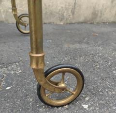 Cesare Lacca Style of Cesare Lacca or Gio Ponti 1950s Brass Walnut Glass Tiered Bar Cart - 3114202