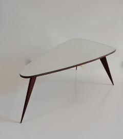 Cesare Lacca large Cesare Lacca walnut coffee table three feet irregular shape mirrored top - 4272019