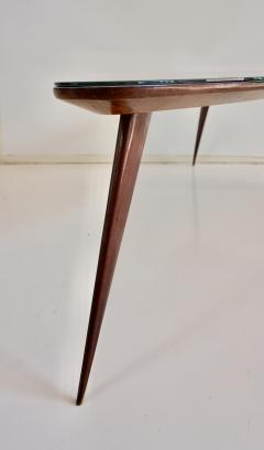 Cesare Lacca large Cesare Lacca walnut coffee table three feet irregular shape mirrored top - 4272025