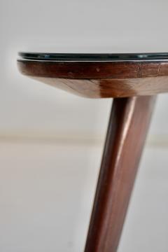 Cesare Lacca large Cesare Lacca walnut coffee table three feet irregular shape mirrored top - 4272026