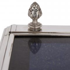 Cesare Roccheggiani Lapis lazuli malachite and silvered bronze tag re jewellery case table - 3416502