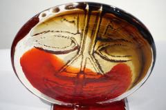 Cesare Toso Cesare Toso 1970s Pair of Abstract Art Red and Amber Murano Glass Round Faces - 618199