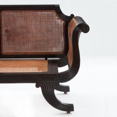 Ceylonese Ebony Framed Sofa in Regency Style Circa 1830 Caned seats and back  - 2960165