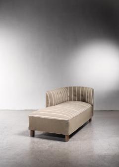 Chaise Longue with Striped Green Wool Upholstery Denmark 1940s - 3082615