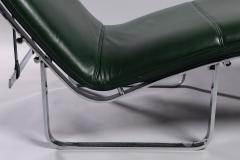 Chaise longue in steel and nappa Scandinavian manufacturer late 1970s  - 2836590