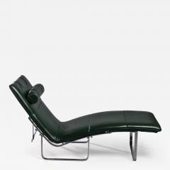 Chaise longue in steel and nappa Scandinavian manufacturer late 1970s  - 2839568