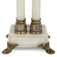 Champlev and cloisonn enamel mounted white onyx and gilt bronze table - 1256081