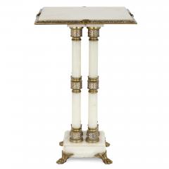 Champlev and cloisonn enamel mounted white onyx and gilt bronze table - 1256082