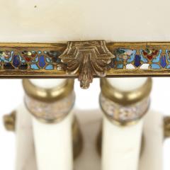 Champlev and cloisonn enamel mounted white onyx and gilt bronze table - 1256085