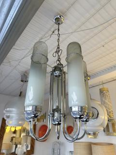 Chandelier Murano Glass Tubes and Metal Chrome Italy 1970s - 3379910