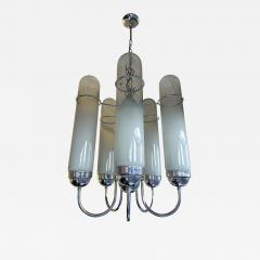 Chandelier Murano Glass Tubes and Metal Chrome Italy 1970s - 3384024
