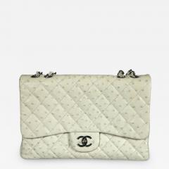 Chanel Beige Ostrich Jumbo Classic Pristine - 3017395