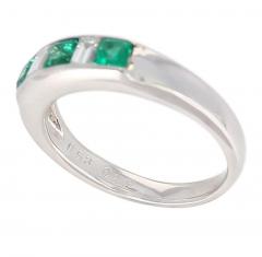 Channel Set Invisible Emerald and Diamond Platinum Bridal Ring - 1795386